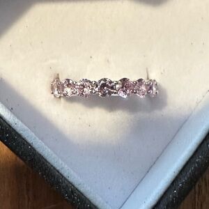 Sterling Silver Italy 925 Elegant light Pink moissanite Stone Women's Ring 8